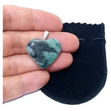 Pingente Coração Pedra Natural Esmeralda 2cm