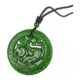 Pingente De Jade Verde Medalha Dragão