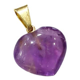 Pingente De Pedra Ametista Coração Com 20mm Folheado A Ouro