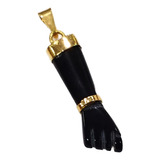Pingente Figa De Pedra Natural Turmalina Negra Folheado Ouro