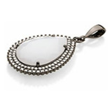 Pingente Gota Folheado A Rhodium Negro Com Zirconias 440010