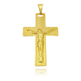 Pingente Masculino Crucifixo Texturizado Banhado A Ouro 18k 