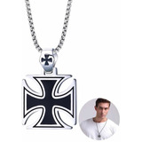 Pingente Masculino Cruz De Malta Aço Cavalheiro colar Brinde