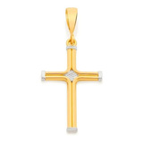 Pingente Masculino Rommanel Crucifixo Ouro 18k Aplic Rhodium