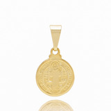 Pingente Medalha Milagrosa De São Bento Banhado Ouro Pequeno