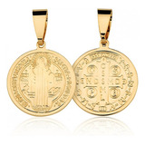 Pingente Medalha São Bento Banhado A Ouro 18k 2 2cm
