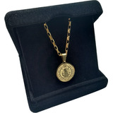 Pingente Medalha São Bento Dourado Grande Aço Inoxidável
