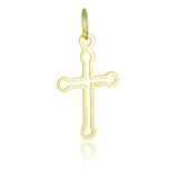 Pingente Ouro 18k Cruz Crucifixo Vazado Redondo Promoção