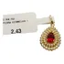 Pingente Oval Em Ouro 18k Cristais Com Pedra Vermelha 1,35g