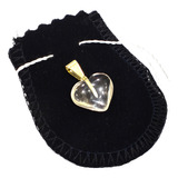 Pingente Pedra Cristal De Quartzo Coração 15mm Folheado Ouro