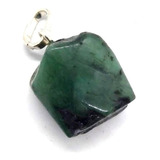 Pingente Pedra Natural Esmeralda Na Prata 925 Prosperidade