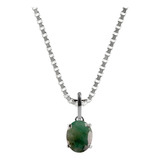 Pingente Prata 925 Esmeralda Oval Natural Verdadeira Joias Cor Prateado