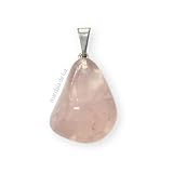 Pingente Prateado De Pedra Quartzo Rosa Cristal Natural