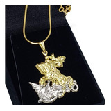 Pingente São Jorge Cordão Rabo D Rato 70cm B Ouro 4731a 4643
