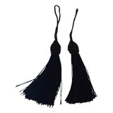 Pingente Tassel 9cm Poliéster Franjas 50un Varias Cores Cor Preto