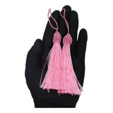 Pingente Tassel 9cm Poliéster Franjas 50un Varias Cores Cor Rosa