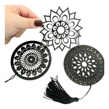 Pingente Trio De Mandalas Flor Enfeite De Porta Preto Mdf