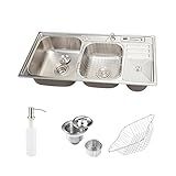 Pingoo Casa Cuba Dupla Gourmet Para Cozinha Com Acessórios E Lixeira Aço Inox 201 92x45cm Nukini Prata