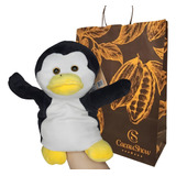 Pinguim De Pelúcia Fantoche De Mão Brinquedo Boneco 26cm