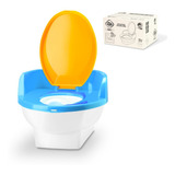 Pinico De Transição Infantil Azul Bebê Troninho Para Vaso Sanitário Desfralde Menino 2x1 Com Redutor De Assento