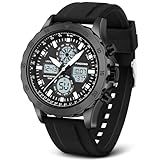 PINIDOUS Relógio Masculino Esportivo Militar à Prova D água Analógico Digital De Aço Inoxidável Com Alarme Cronômetro Luz De LED Carrilhão De Hora Em Hora Relógio De Pulso Multifuncional