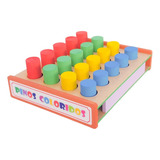 Pinos Coloridos Brinquedo De Madeira Pedagógico 20 Peças