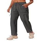 PINSPARK Calça De Caminhada Feminina De Secagem Rápida FPS 50 à Prova D água Para Atividades Ao Ar Livre E Bolsos Com Zíper Cinza Escuro G