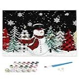 Pintura Por Números Para Adultos Sem Moldura Feliz Natal Xadrez árvore Boneco De Neve Cachecol Inverno Pintura Preta Por Números Em Tela DIY Pintura Acrílica Para Crianças Iniciantes 30 48 Cm X 40 64 Cm