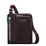 Piquadro Bolsa De Ombro Para IPad Com Bolso Para MP3 Player Preta Mogno One Size Piquadro Bolsa De Ombro Para IPad Com Bolso Para Leitor De MP3