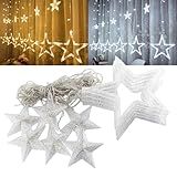 Pisca Pisca Cascata De Estrela 138 Leds 8 Funções Iluminação Luzes Natal 110v Branco Amarelo Branco Quente 