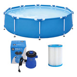 Piscina Estruturada Pvc 7000 Litros Bomba Filtragem Voltagem Cor Azul 220v