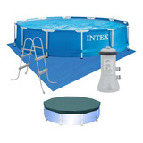 Piscina Estrutural 6 503 Litros Completa Com Escada Intex