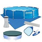 Piscina Estrutural Armação 6 503 Litros 366cm Azul Com Filtro Capa Forro Kit Limpeza 110v 