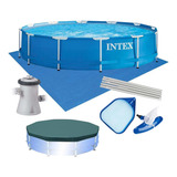 Piscina Intex 4 485 L Estrutural Capa Filtro Forro Limpeza
