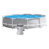 Piscina Intex 4 485 Litros Estrutural Prism Cinza Com Bomba