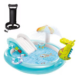 Piscina Playground Intex C Escorrega Chuveiro Bomba De Ar