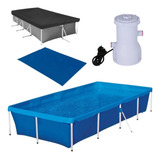 Piscina Retangular 3000 L Forro Capa Bomba Filtro 110v