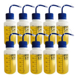 Pisseta 250 Ml Graduada Polietileno Bico Curvo Kit 10 Un 