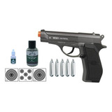Pistola De Pressão Co2 W301 Full Metal Slide Fixo 4 5 Kit