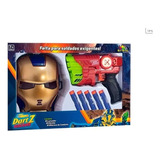 Pistola Lança Dardos Com Máscara De Super Heroi Brinquedo
