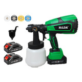 Pistola Pintura 2 Baterias 21v Pulverizador Tinta Bico Metal Cor Verde 127 220v