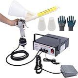 Pistola Pintura Eletrostática A Pó Sistema Pintura A Pó Ajustável 30 50kv Com 3 Bicos 2 Copos Pó E 12 Pares Luvas Para Revestimentos Automotivos Marítimos Domésticos E Jardim