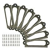 Piutouyar 40 Peças Suporte De Etiqueta Antiga 60 Mm X 17 Mm Moldura De Cartão De Nome De Metal Para Etiquetas De Gaveta De Biblioteca Prateleiras De Armário De Escritório Com Parafusos Ronze