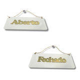 Placa Aberto E Fechado De Acrilico Com Cordão E Ventosa