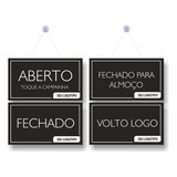 Placa Aberto fechado fechado Almoço voltologo Logotipo