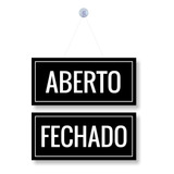 Placa Aberto Fechado Pronta Cordao Ventosa Preto