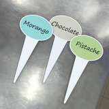 Placa Acrílico Para Sabor Gelato Sorvete E Açaí Kit 12 Und Placa De Acrílico