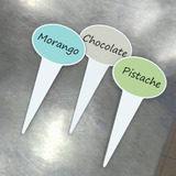 Placa Acrílico Para Sabor Gelato Sorvete E Açaí Kit 7 Und