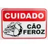 Placa Adesiva De Pvc Cuidado Cão Feroz 20x30 Auto Adesiva