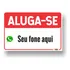 Placa Aluga-se Pvc 1mm 40x30cm Com Fone Personalizado